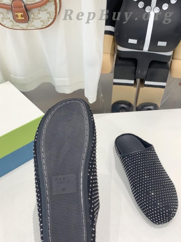 Marni Black leather Fussbett Sabot Slide With Rhinestones SBMR000600P639400N99 - 图片 4