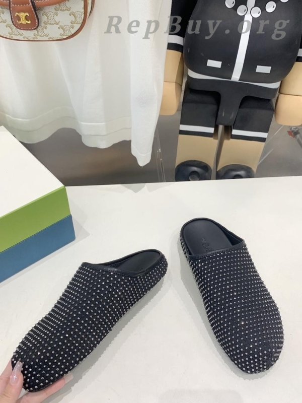 Marni Black leather Fussbett Sabot Slide With Rhinestones SBMR000600P639400N99 - 图片 7