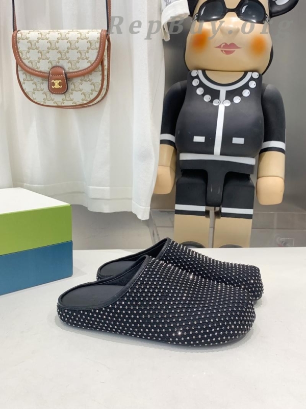 Marni Black leather Fussbett Sabot Slide With Rhinestones SBMR000600P639400N99 - 图片 8