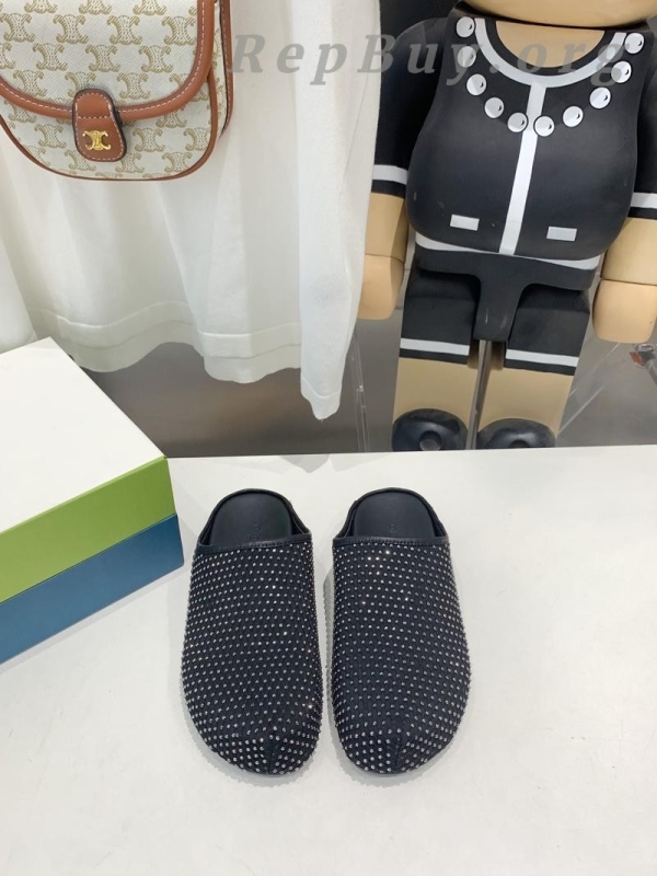 Marni Black leather Fussbett Sabot Slide With Rhinestones SBMR000600P639400N99 - 图片 2