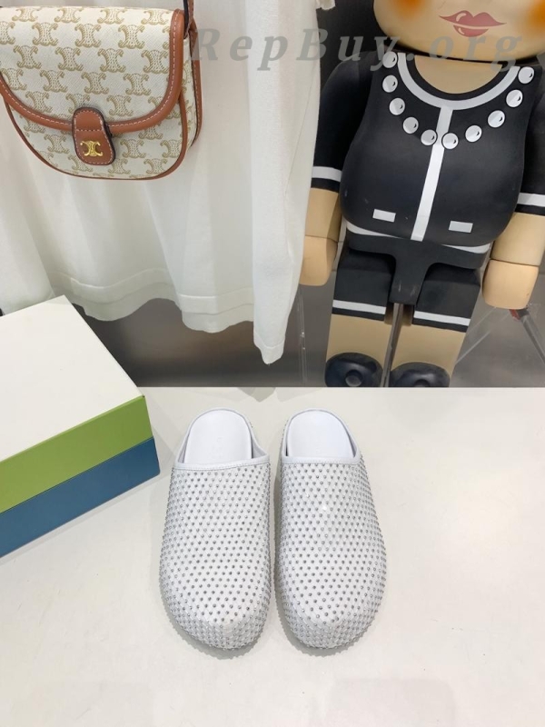 Marni White leather Fussbett Sabot Slide With Rhinestones 241379F121007 - 图片 2