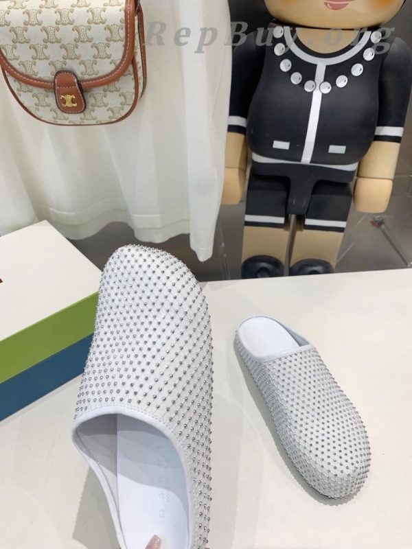 Marni White leather Fussbett Sabot Slide With Rhinestones 241379F121007 - 图片 5