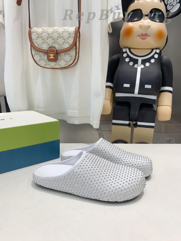 Marni White leather Fussbett Sabot Slide With Rhinestones 241379F121007 - 图片 8