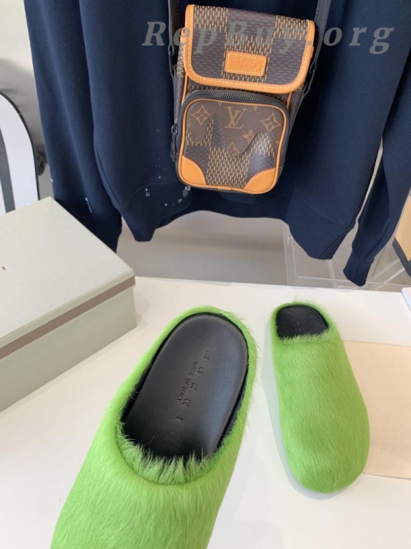 Marni Green LONG-HAIR CALFSKIN FUSSBETT SABOT Slide SBMR000600P412200V07 - 图片 3