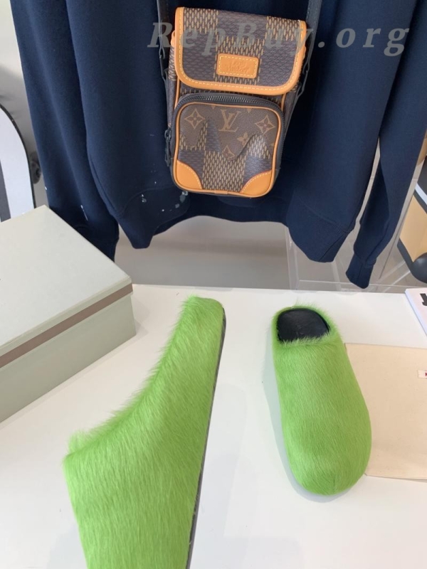 Marni Green LONG-HAIR CALFSKIN FUSSBETT SABOT Slide SBMR000600P412200V07 - 图片 5