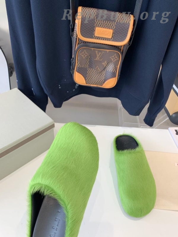 Marni Green LONG-HAIR CALFSKIN FUSSBETT SABOT Slide SBMR000600P412200V07 - 图片 6
