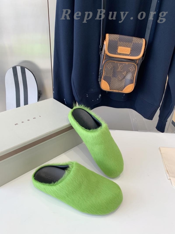 Marni Green LONG-HAIR CALFSKIN FUSSBETT SABOT Slide SBMR000600P412200V07 - 图片 8