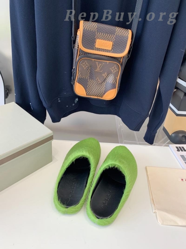 Marni Green LONG-HAIR CALFSKIN FUSSBETT SABOT Slide SBMR000600P412200V07 - 图片 7