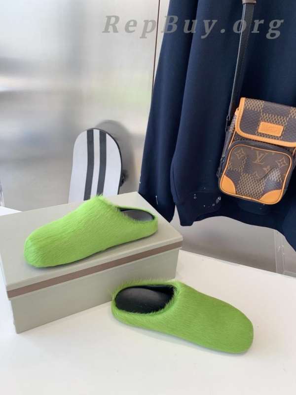 Marni Green LONG-HAIR CALFSKIN FUSSBETT SABOT Slide SBMR000600P412200V07 - 图片 9