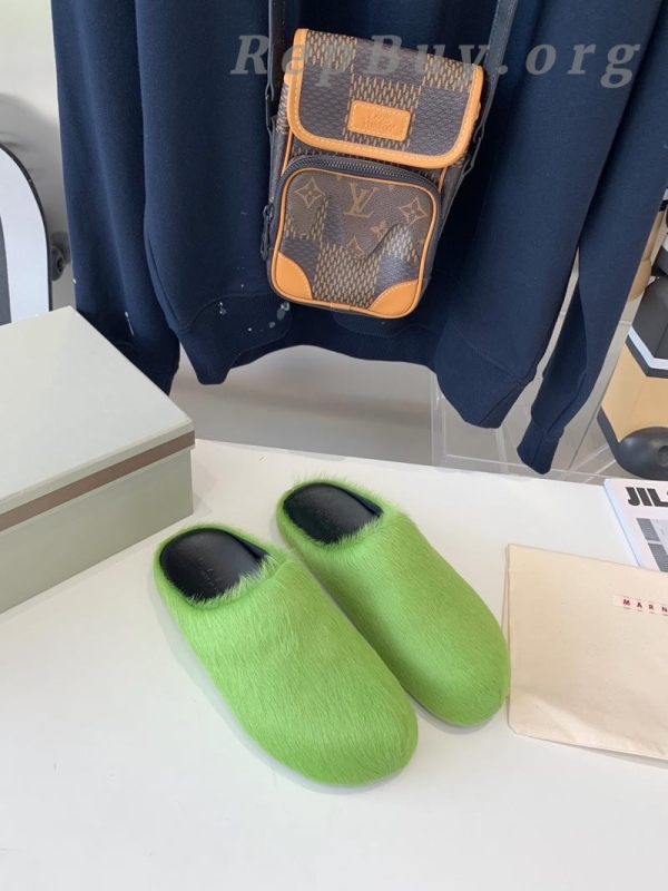 Marni Green LONG-HAIR CALFSKIN FUSSBETT SABOT Slide SBMR000600P412200V07