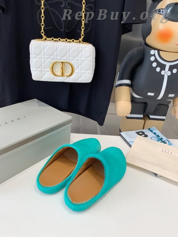 Marni Green LONG-HAIR CALFSKIN FUSSBETT SABOT Slide SBMR000600P412200V62 - 图片 4