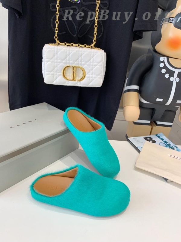 Marni Green LONG-HAIR CALFSKIN FUSSBETT SABOT Slide SBMR000600P412200V62 - 图片 6