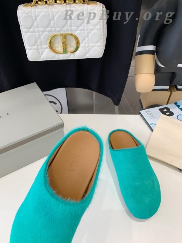 Marni Green LONG-HAIR CALFSKIN FUSSBETT SABOT Slide SBMR000600P412200V62 - 图片 7