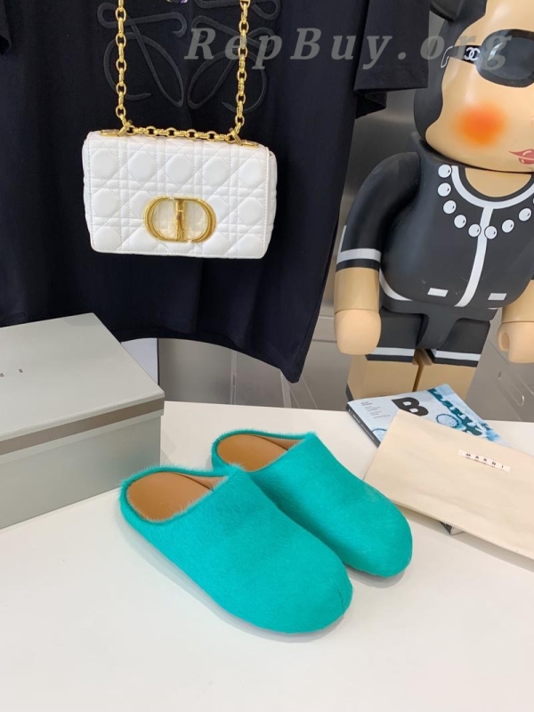 Marni Green LONG-HAIR CALFSKIN FUSSBETT SABOT Slide SBMR000600P412200V62 - 图片 8