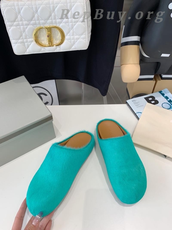 Marni Green LONG-HAIR CALFSKIN FUSSBETT SABOT Slide SBMR000600P412200V62 - 图片 9