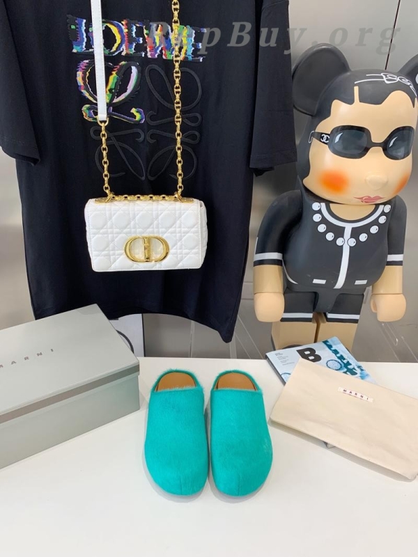 Marni Green LONG-HAIR CALFSKIN FUSSBETT SABOT Slide SBMR000600P412200V62 - 图片 2