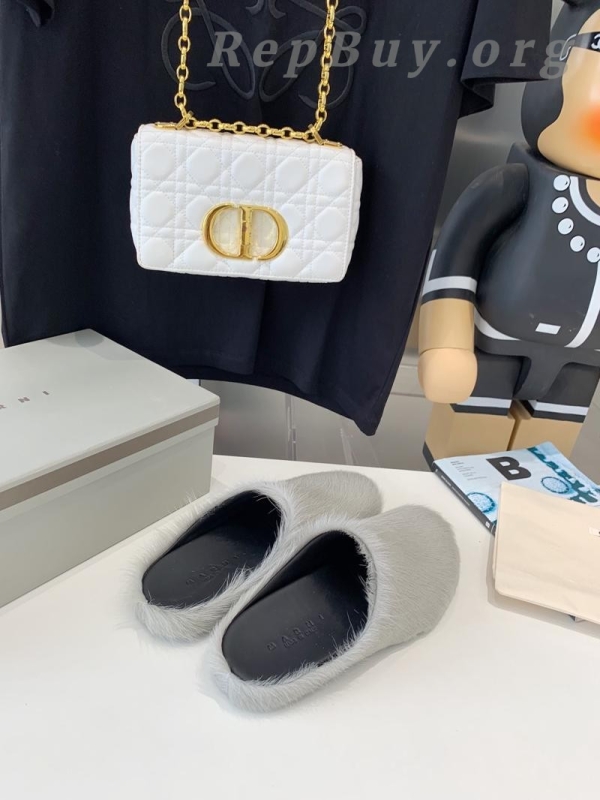 Marni Grey LONG-HAIR CALFSKIN FUSSBETT SABOT Slide SBMR000600P412200N30 - 图片 3
