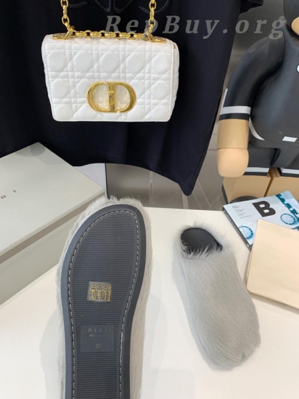 Marni Grey LONG-HAIR CALFSKIN FUSSBETT SABOT Slide SBMR000600P412200N30 - 图片 4