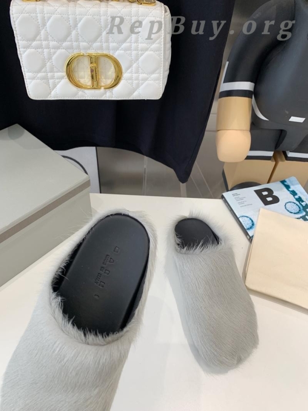 Marni Grey LONG-HAIR CALFSKIN FUSSBETT SABOT Slide SBMR000600P412200N30 - 图片 5