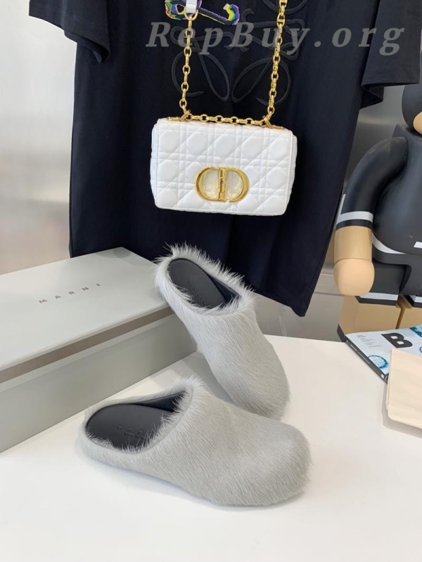 Marni Grey LONG-HAIR CALFSKIN FUSSBETT SABOT Slide SBMR000600P412200N30 - 图片 7
