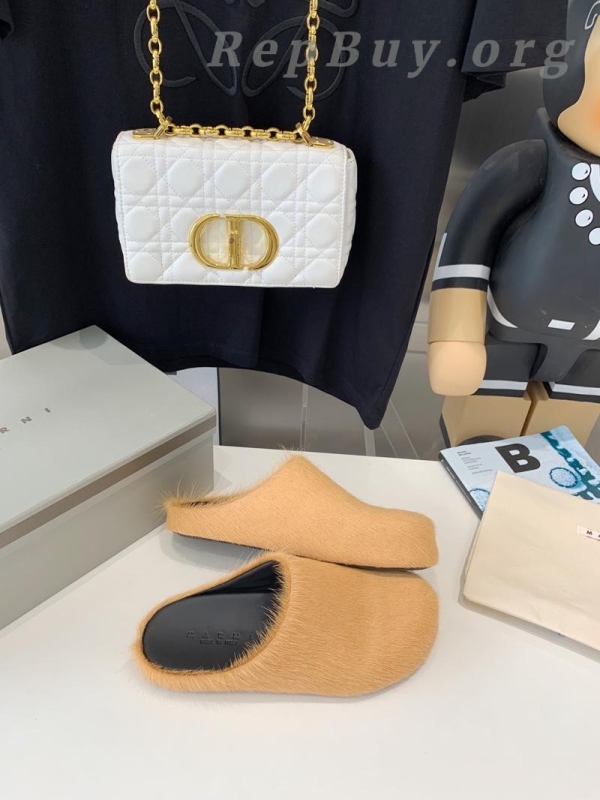 Marni Apricot LONG-HAIR CALFSKIN FUSSBETT SABOT Slide SBMR000600P412200R09 - 图片 3