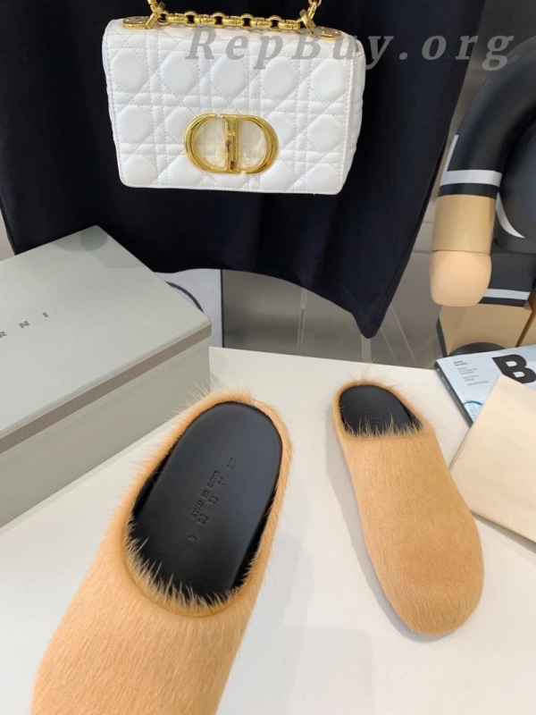 Marni Apricot LONG-HAIR CALFSKIN FUSSBETT SABOT Slide SBMR000600P412200R09 - 图片 7
