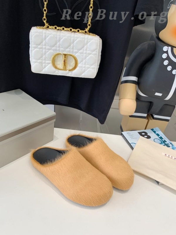 Marni Apricot LONG-HAIR CALFSKIN FUSSBETT SABOT Slide SBMR000600P412200R09 - 图片 8
