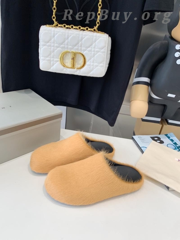 Marni Apricot LONG-HAIR CALFSKIN FUSSBETT SABOT Slide SBMR000600P412200R09