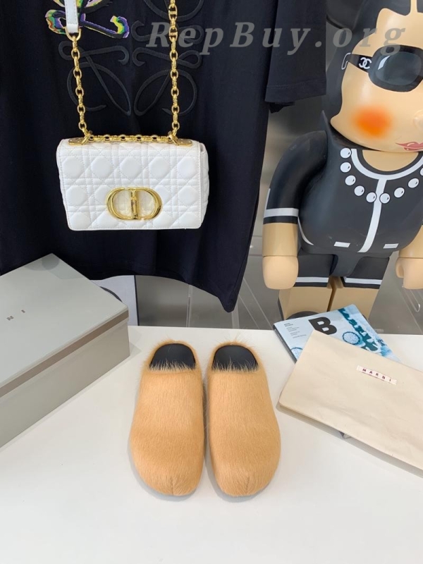 Marni Apricot LONG-HAIR CALFSKIN FUSSBETT SABOT Slide SBMR000600P412200R09 - 图片 2