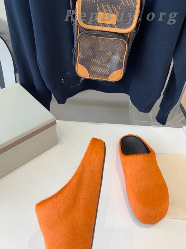 Marni Orange LONG-HAIR CALFSKIN FUSSBETT SABOT Slide SBMS004601P412200R09 - 图片 5