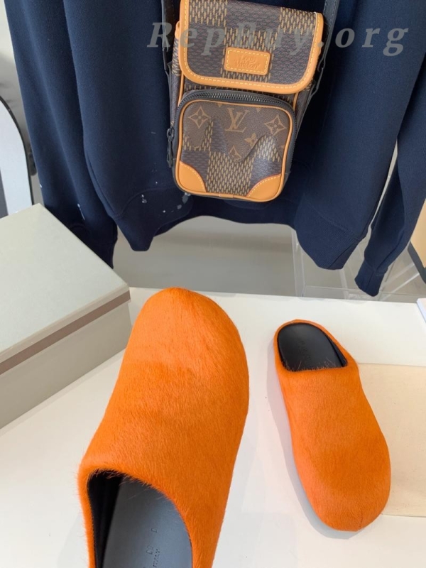 Marni Orange LONG-HAIR CALFSKIN FUSSBETT SABOT Slide SBMS004601P412200R09 - 图片 6