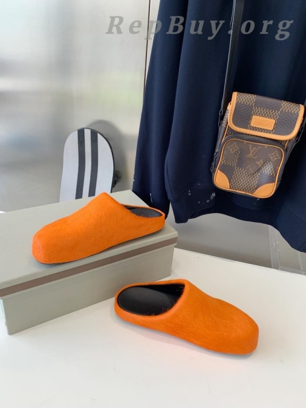Marni Orange LONG-HAIR CALFSKIN FUSSBETT SABOT Slide SBMS004601P412200R09 - 图片 9