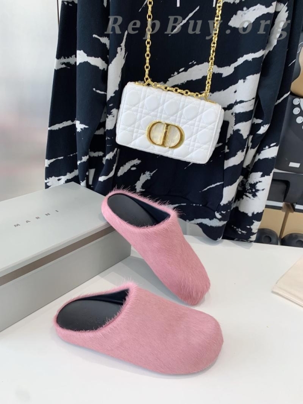 Marni Pink LONG-HAIR CALFSKIN FUSSBETT SABOT Slide SBMR000600P412200C58 - 图片 4