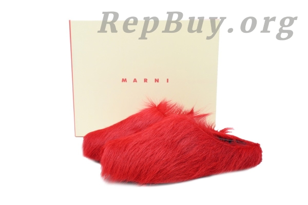 Marni Red LONG-HAIR CALFSKIN FUSSBETT SABOT Slide SBMR000600P412200B56 - 图片 7