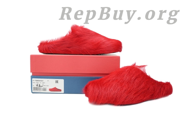 Marni Red LONG-HAIR CALFSKIN FUSSBETT SABOT Slide SBMR000600P412200B56 - 图片 8
