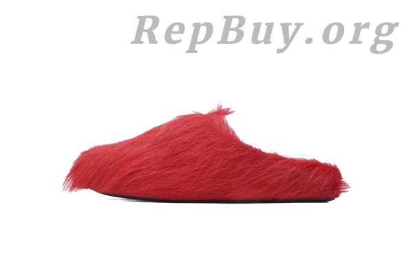 Marni Red LONG-HAIR CALFSKIN FUSSBETT SABOT Slide SBMR000600P412200B56