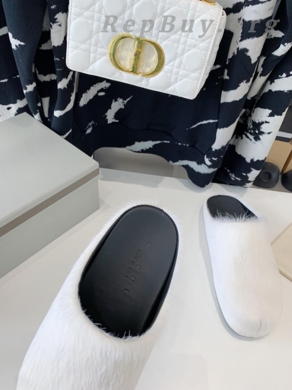 Marni White LONG-HAIR CALFSKIN FUSSBETT SABOT Slide SBMR000600P412200N31 - 图片 3