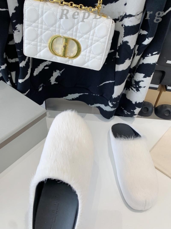 Marni White LONG-HAIR CALFSKIN FUSSBETT SABOT Slide SBMR000600P412200N31 - 图片 6