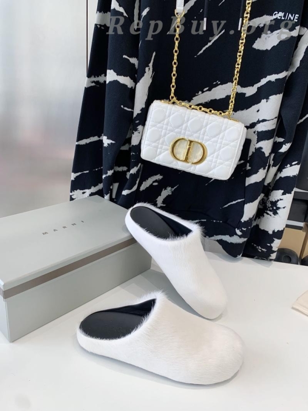 Marni White LONG-HAIR CALFSKIN FUSSBETT SABOT Slide SBMR000600P412200N31 - 图片 7