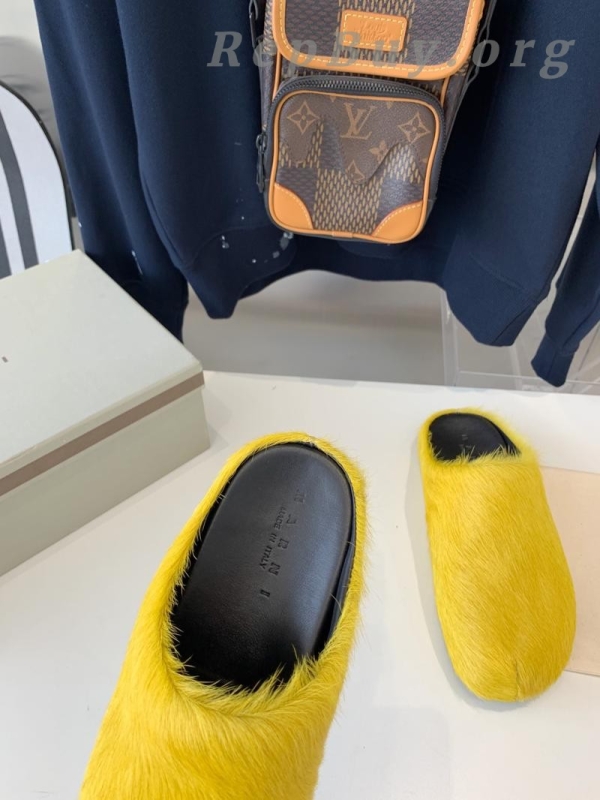 Marni Yellow LONG-HAIR CALFSKIN FUSSBETT SABOT Slide SBMR000600P412200C59 - 图片 4