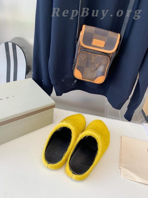 Marni Yellow LONG-HAIR CALFSKIN FUSSBETT SABOT Slide SBMR000600P412200C59 - 图片 7