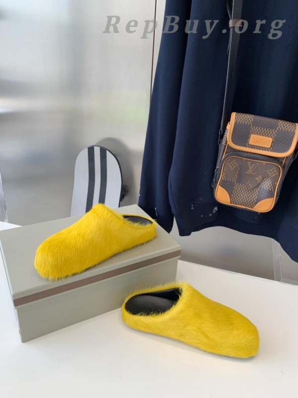 Marni Yellow LONG-HAIR CALFSKIN FUSSBETT SABOT Slide SBMR000600P412200C59 - 图片 9
