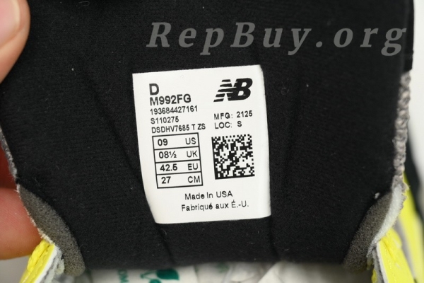 New Balance 992 Black And Yellow M992FG - 图片 8