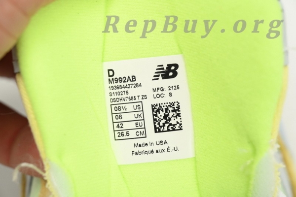 New Balance 992 Yellow Green Powder M992AB - 图片 8