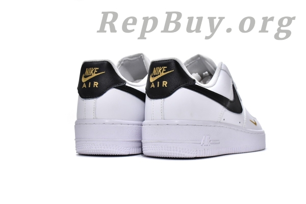 Top Version Nike Air Force 1 Low '07 Essential White Black Gold Mini Swoosh (W) CZ0270-102 - Image 6