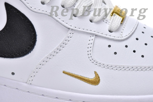 Top Version Nike Air Force 1 Low '07 Essential White Black Gold Mini Swoosh (W) CZ0270-102 - Image 10