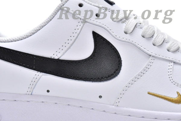 Top Version Nike Air Force 1 Low '07 Essential White Black Gold Mini Swoosh (W) CZ0270-102 - Image 8