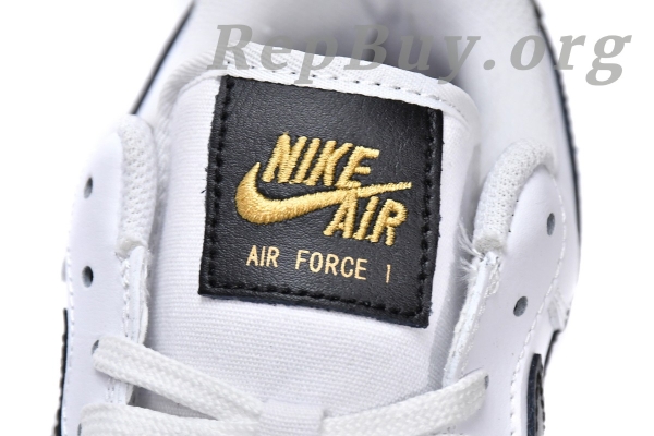 Top Version Nike Air Force 1 Low '07 Essential White Black Gold Mini Swoosh (W) CZ0270-102 - Image 11