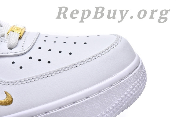 Top Version Nike Air Force 1 Low '07 Essential White Black Gold Mini Swoosh (W) CZ0270-102 - Image 9