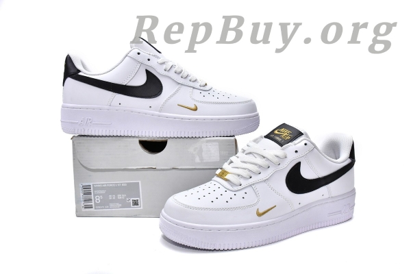 Top Version Nike Air Force 1 Low '07 Essential White Black Gold Mini Swoosh (W) CZ0270-102 - Image 19